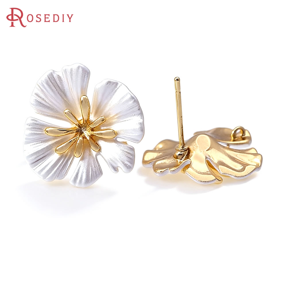 Jewelry Making Metals - Pendientes de Flor de Latón Color