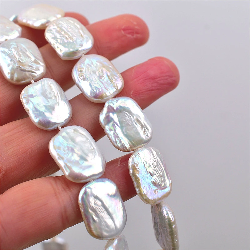 Perla rectangular blanca de ag - Jewelry Making The Well reseña y precio