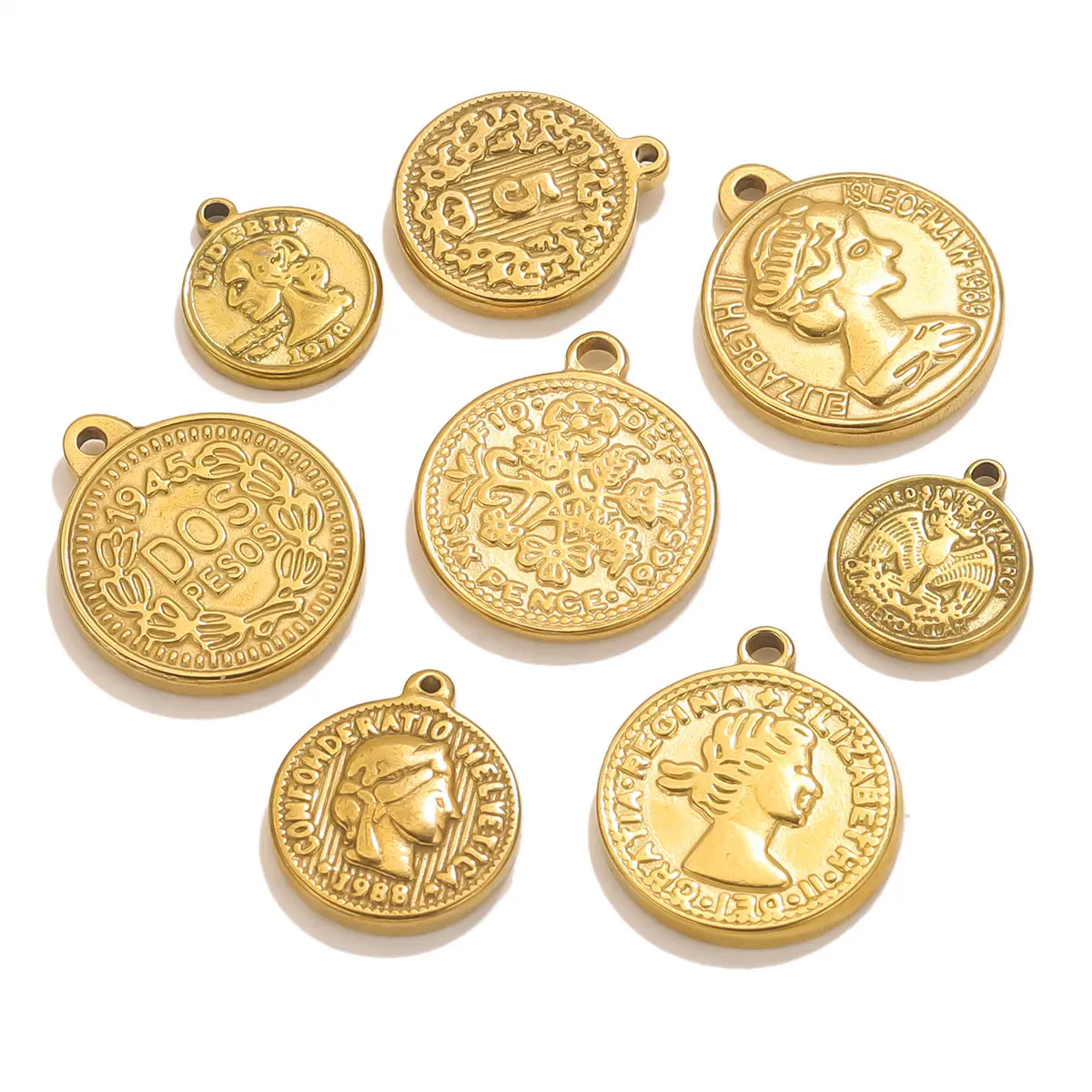 5 uds. De colgantes de monedas - Jewelry Making Materials Wholesale reseña y precio